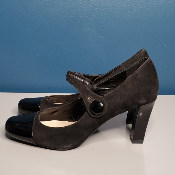 Franco Sarto Mary Janes Black Suede Pumps - Picture 5 of 16
